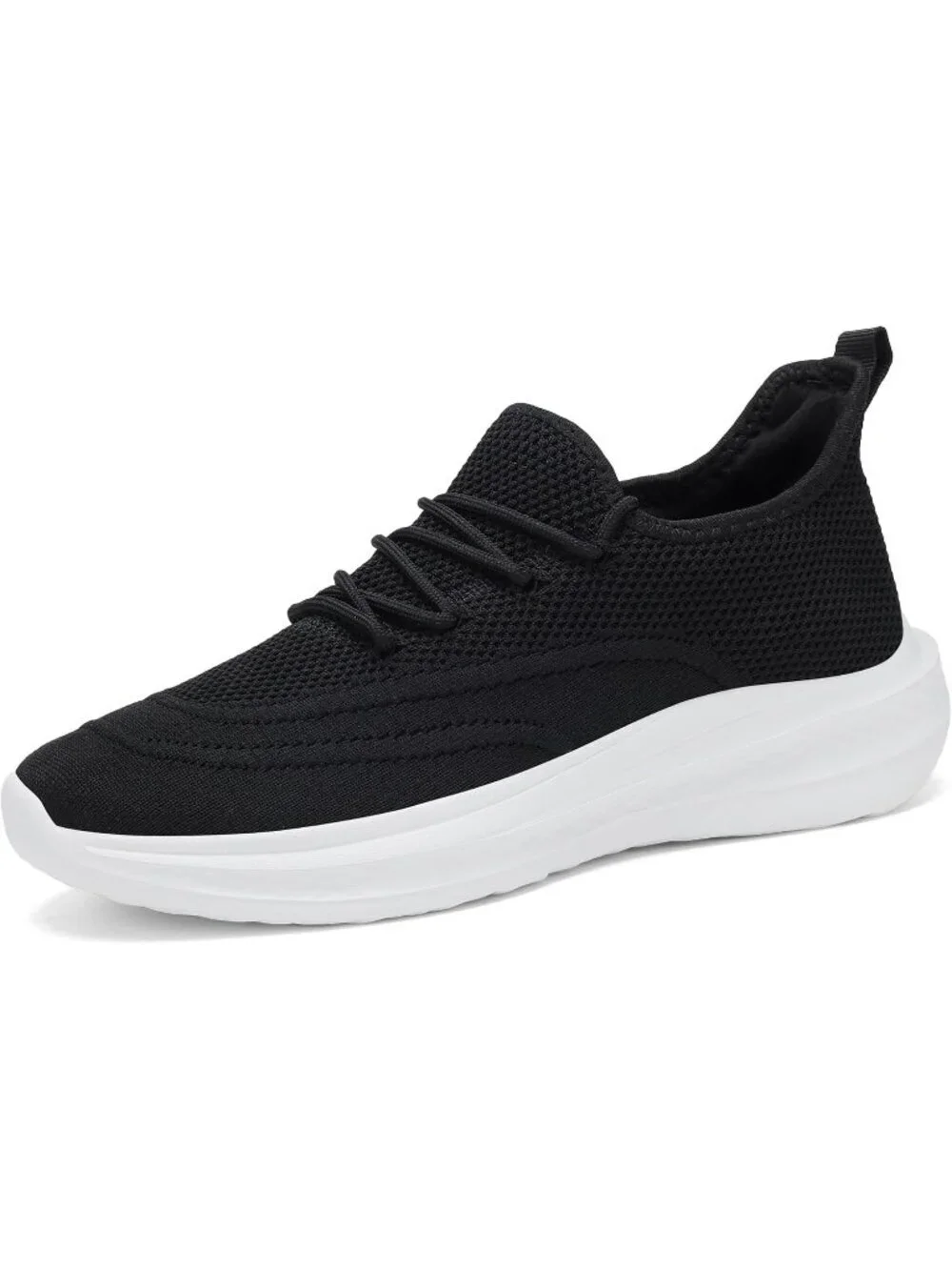 Men's Black Running Shoes Slip On Walking Shoes Non Slip Lightweight Sneakers